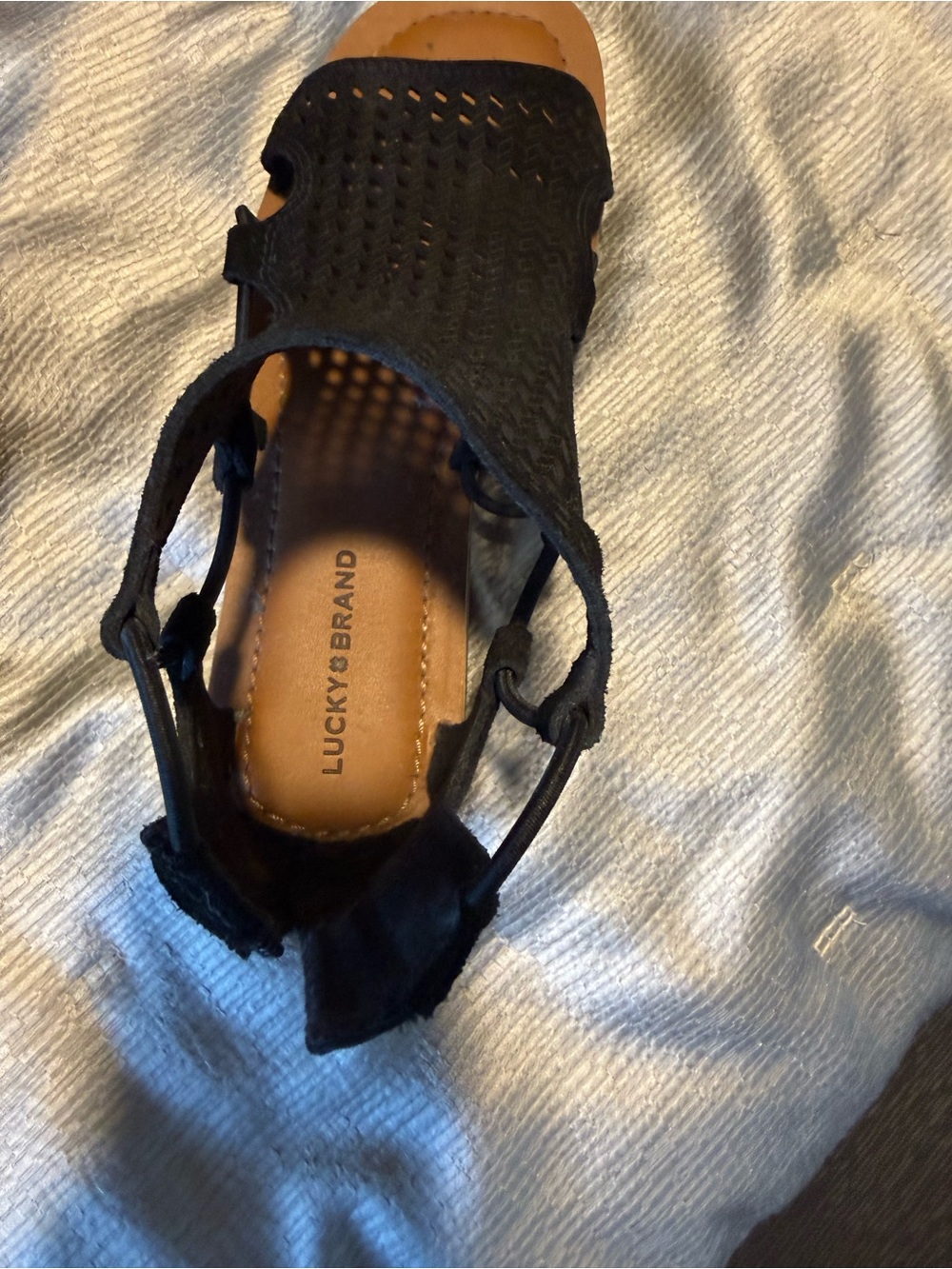 Lucky Brand Black Woven Cutout Gladiator Sandals - Picture 3 of 3
